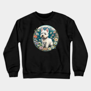 Westie Flower Scene Crewneck Sweatshirt